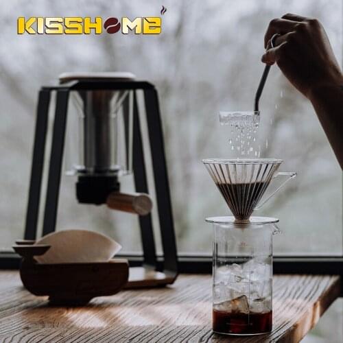 Coffee Filter Set V60 Glass Dripper 1-2 Cups Coffee Sharing Pot Brew Coffee Filter Funnel Reusable Coffee Jug Cafe Accessories