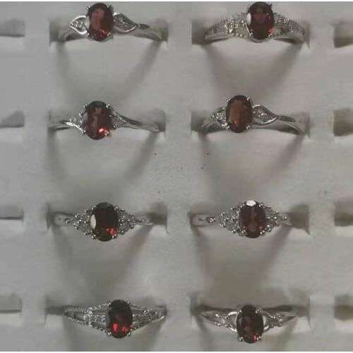 Gem for women Natural stone crystal s925 ring noble citrine peridot garnet topaz ladies argollas mujer aros adjustable open