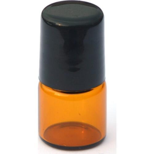 3pcs 1ml Mini Amber Sample Roll Glass Bottles for Essential Oils Roller Refillable Perfume Roll Bottle