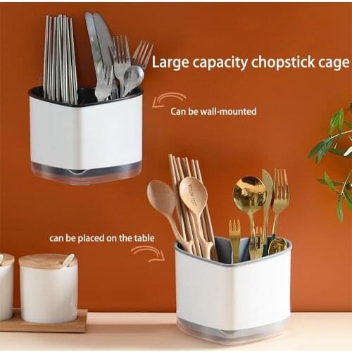 Kitchen Large-Capacity Drain Chopstick Cage Tableware Storage Rack Wall-Mounted Chopstick Cage Chopstick Holder Storage Box