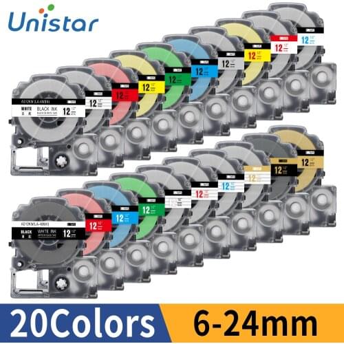 Unistar SS12KW Tapes Compatible with Epson Lw400 /KingJim SS12KW LC-4WBN 12mm Black on White Label Maker For LW300 Label Printer