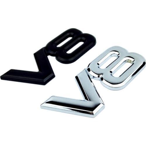 Zinc Alloy Metal 3D V8 Engine Displacement Car Badge Decal Chrome V8 Emblem Logo Sticker V8 Auto Car Decal Badge Styling