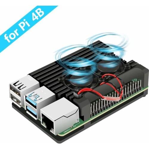 Raspberry Pi 4 4B Metal Case Raspberry Pi Case with Dual Cooling Fan Aluminium Alloy Protection Cases for RPI 4/4B