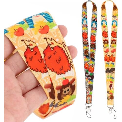DZ2388 Cute Hedgehog Neck Strap Lanyards Keychain Badge Holder ID Card Pass Hang Rope Lariat Lanyard for Key Rings Accessories
