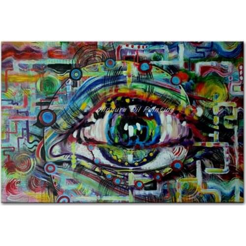 Mintura Hand Painted Modern Abstract Huge Eye Oil Paintings on Canvas Wall Art Home Decor For Living Room Hotel Decor No Framed