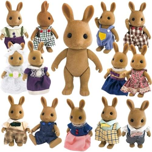 Forest Animal Family Dolls Clothes Compatible 1:12 Dollhouse Accessories 10CM Clothes 11 Styles Pretend Play Toys Gift For Kids
