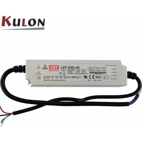 Original Meanwell LPF-60D-48 60W 1.25A 48V dc power supply dimming IP67 waterproof LED driver for LED lighting