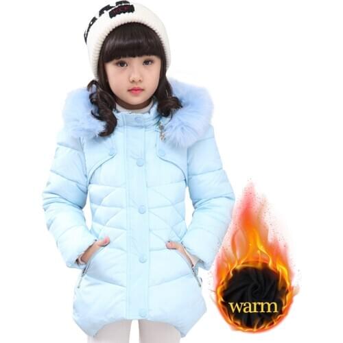 Girls Coat Outerwear Solid Color Girl Coat Winter Childrens Jacket Fur Hoodies Childrens Clothes For Girls 6 8 10 12 14