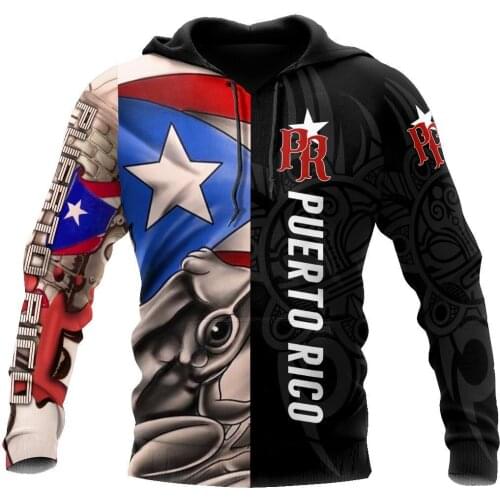 Puerto Rico Caribbean 3D Print Hoodie Man Women Harajuku Outwear Zipper Pullover Sweatshirt Casual Unisex Jacket Tracksuit K-278