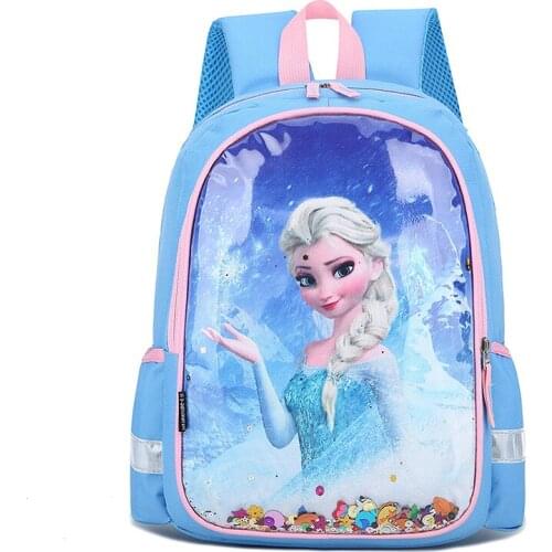 Disney princess backpack girls Frozen Elsa school bag children travel backpack sequin