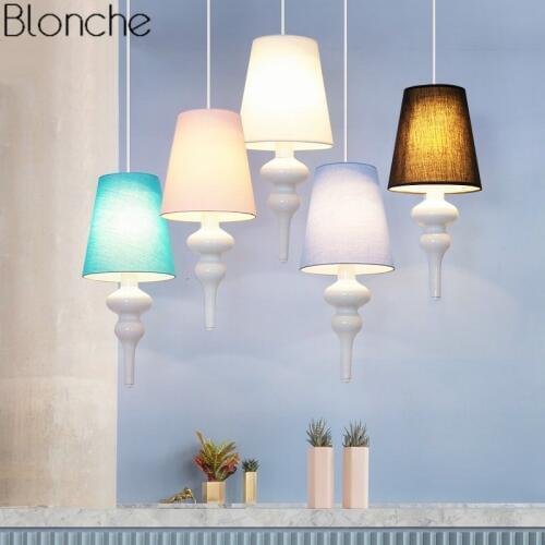 Nordic Cloth Pendant Lights Dining Room Kitchen Bedroom Lamp Modern Fabric Led Hanging Lamp Home Decor Light Fixtures Luminaire