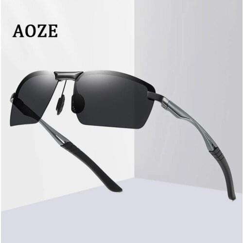 Polarized Sunglasses Aluminum Magnesium Leg Semi Rimless Frame Spokes Brand Designer Outdoor Fishing Driving Glasses