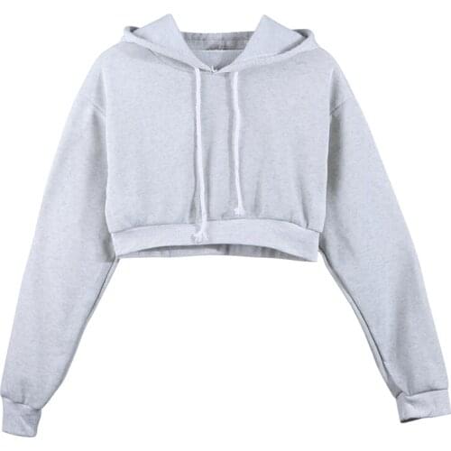 Fashion Women Sweatshirt 2019 Hot Sale Hoodies Solid Crop Hoodie Long Sleeve Jumper Hooded Pullover Coat Casual Sweatshirt Top