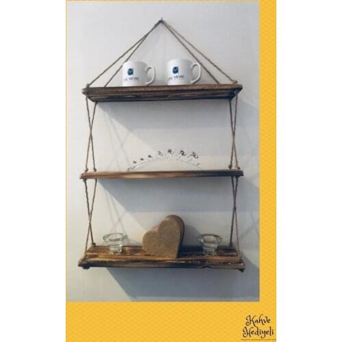 Three (3) Layer Drawstring Rack Decorative Raw Wood Custom Design