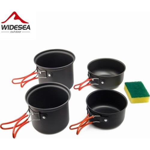 Widesea Ultralight Camping Cookware Utensils Non-stick Pots Pans Portable Outdoor Camping Hiking Cooking Set travel tableware