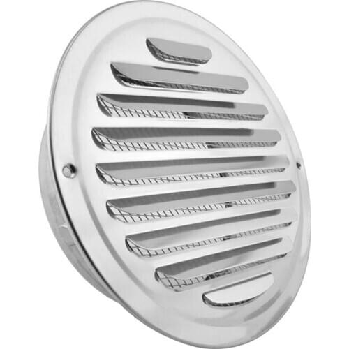 Stainless Steel Air Vents, Louvered Grille Cover Vent Hood Flat Ducting Ventilation Air Vent Wall Air Outlet with Fly Sn Mes