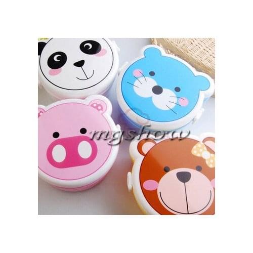 High Heat Resistant Cartoon Fashion Double Layer Plastic Bento Lunch Box w Spoon