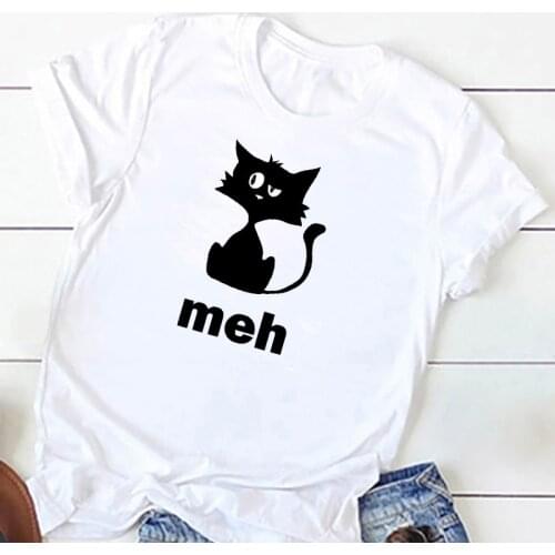 Funny Meh Black Cat Gift for Cat Lovers T-Shirt graphic t shirts