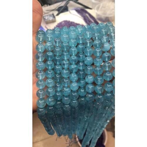 Women Natural Stone Beads Aquamarin Blue Round Loose Beads 6mm 8mm 10mm 12mm 14mm For Diy Necklaces Bracelets Jewelry Making