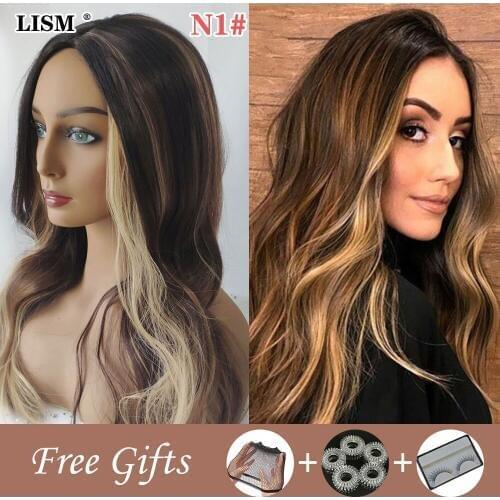 Women Synthetic Wigs Perruque Naturelle Blonde Progressiva Cabelo Medium Length Hair Curly Peluca Mujer Pelo Natural Colored Wig