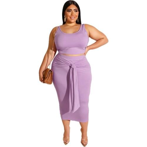 Plus Size Female Tops Pants Big Waist Sleeveless Round Neck Solid Summer Women Casual Cloths Street Tight-Fitting Buttocks