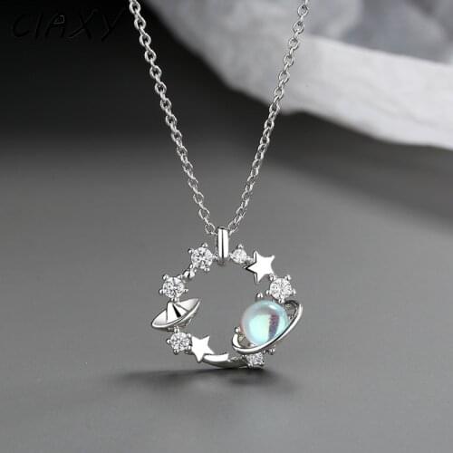 CIAXY 925 Sterling Silver Colorful Star Pendant Necklaces for Women Luxury Original Fantasy Choker Necklace Fashion Jewelry