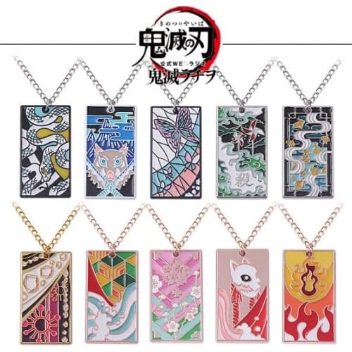 Cosplay Demon Slayer Necklace Kimetsu No Yaiba Anime Pendant Necklace Kochou Shinobu Cartoon Chain Choker Accessories Gifts