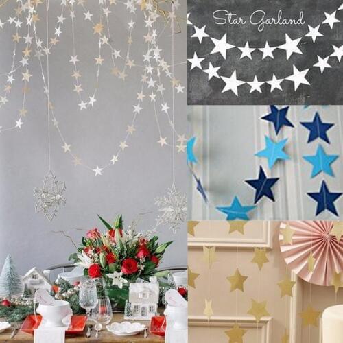 Star Paper Garland Banner Bunting Drop Baby Shower Wedding Party Decoration