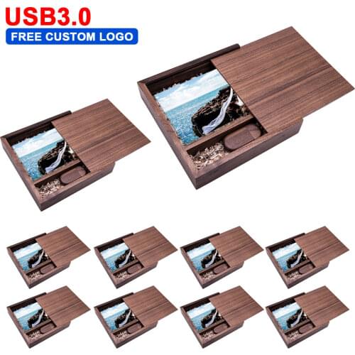 10pcs/lot Photography Wooden Photo Album usb+Box usb flash drive U disk Pendrive 16GB 32GB 64GB Wedding video free custom logo
