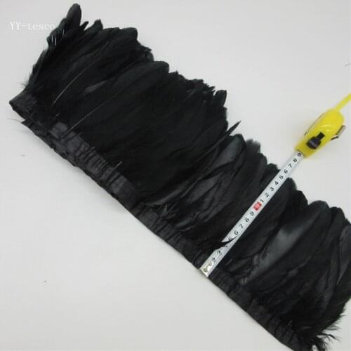 10 yards black green Goose Feather Trims Dyed Goose Feather Ribbons 15-20cm Duck Feather Fringes for Carnival Ornaments
