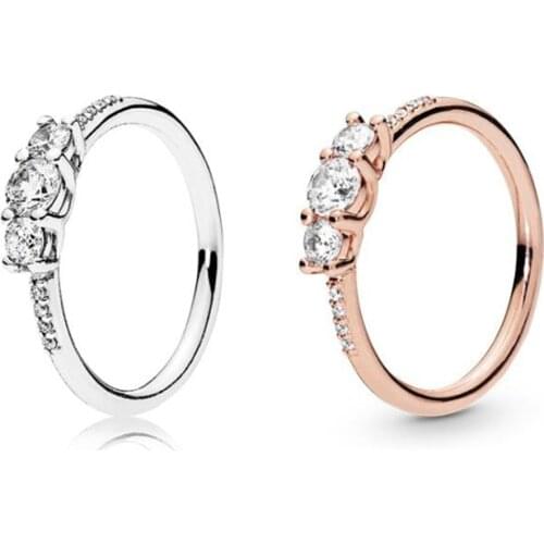100% 925 Sterling Silver Pan Ringv New Fairy Tale Light Rose Gold Elegant Ring For Women Wedding Party Gift Fashion Jewelry