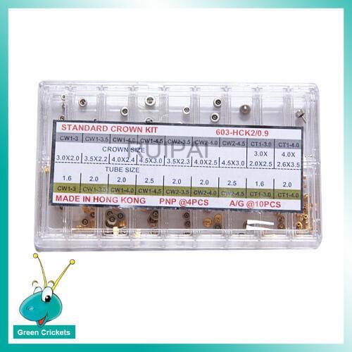 108pcs/box Golden / Silver Watch Crown set 0.9mm Tap Diameter Assort Size Watch Crown for Watch parts replacement