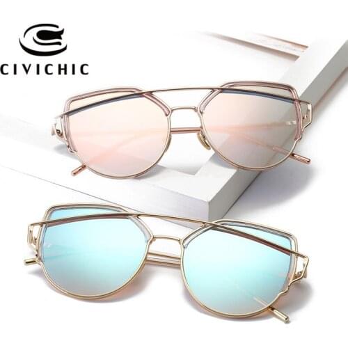 CIVICHIC 2018 Designer Women Sunglasses with Eyebrow HD Femme Mirror Coat Oculos De Sol Cats Eyes Sun Gafas UV400 Lunettes E376