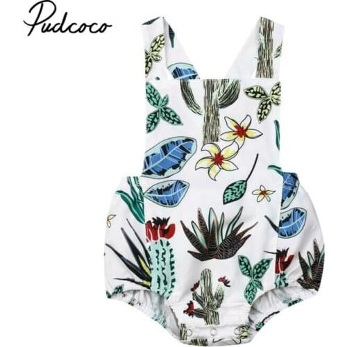 2019 Brand New Newborn Infant Baby Girls Boys Cactus Prints Bodysuit Corset Jumpsuit Clothes Sleeveless Sunsuit Outfit Sets