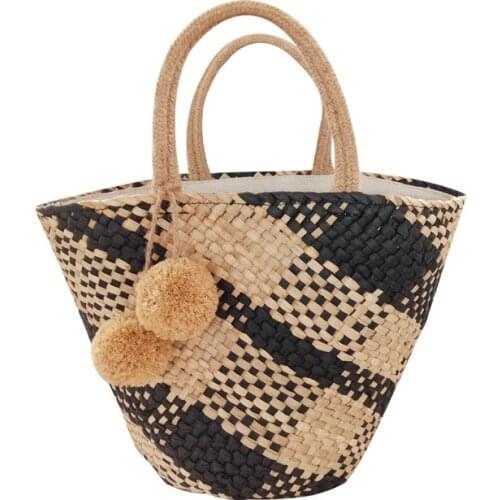 2020 summer new straw woven cabbage basket handbag holiday leisure hand-made round straw woven bag