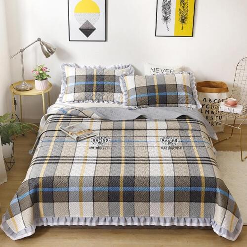 100% cotton Quilted plaid patterns Bedspread Bed Cover Bed Sheet size 200x230cm/230x250cm quilt blanket Pillowcases 3pcs