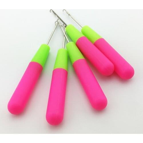 5Pcs Latch Crochet Hook Plastic Handle Hair Weave Needle Wigs Knitting Extensions Styling Tools Carpets Making Repair Craft