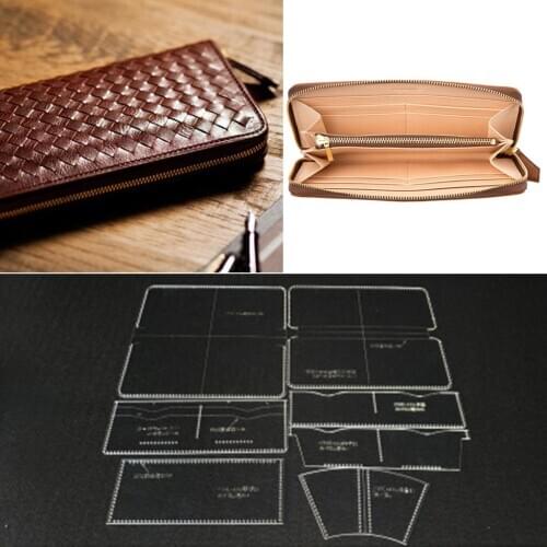 7 Pieces Cealr Acrylic Leather Templates for Zipper Clutch Bag Making Stencils Leather Craft Tools
