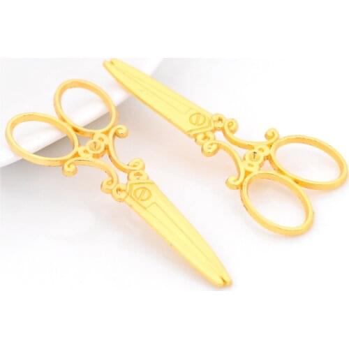 8pcs 60x25mm Gold Color Plated Scissors Charms Pendant For Making DIY Handmade Accessories,Jewelry Accessories Retail Wholesale