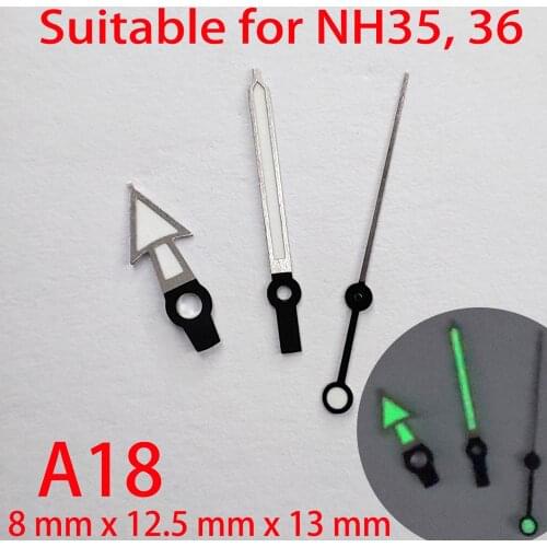 A18 suitable for NH35 watch pointers, watch accessories hand green/blue super luminous watch custom accessories NH36