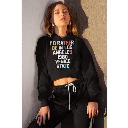 Angemiel Wear İ Would Rather Los Angeles Black Short Hooded Sweatshirt