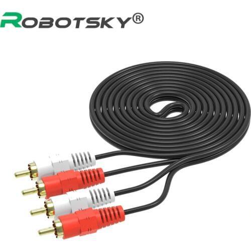 Robotsky 2RCA Male to 2 RCA Male Audio Video Cable RCA Audio Splitter Cable for DVD Sound TV box Louder 1.5M 3M 5M