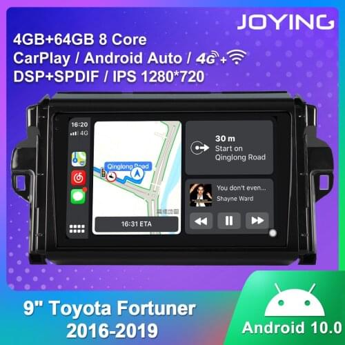 JOYING Android 10.0 9 Inch Car Multimedia Player 4G WiFI ​Bluetooth Carplay For TOYOTA Fortuner 2016-2019 GPS Navigation stereo