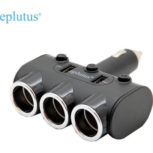 12V-24V Car Cigarette Lighter Socket Splitter Plug USB Charger Adapter Detection For Phone MP3 DVR Accessories Eplutus FC 337