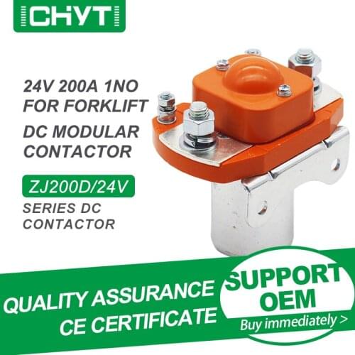 Free Shipping CHYT ZJ200D 1 NO DC 24V 200A Normally Open Mini Electromagnetic Style Relay Contactor For Motor Forklift Wehicle