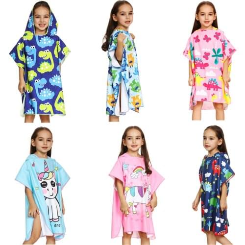 Boy Girl Unicorn Quick Dry Beach Towel Children Hooded Cloak Travel Sport Kids Swim Poncho Surf Yoga Fitness Bath Towel Bathrobe