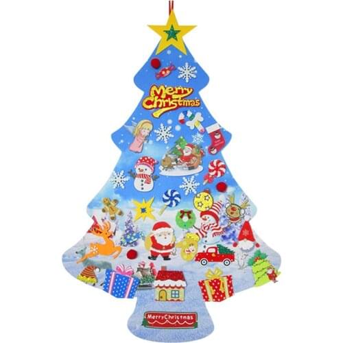 Kids DIY Felt Christmas Tree Christmas Decoration For Home Navidad Gifts Detachable Hanging Christmas Ornaments With 33Pcs Decor