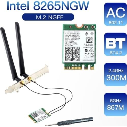 Dual Band 2.4G/5Ghz Wifi Bluetooth Wlan For Intel 8265NGW Wireless-AC 8265 NGFF 802.11ac 867Mbps 2x2 MU-MIMO WIFI BT 4.2 Card