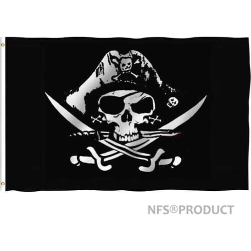 90x150cm Pirate Flag Black Polyester Banner Pirates Skull Printed 3x5 ft Home Party Decorative Flags And Banners For Halloween