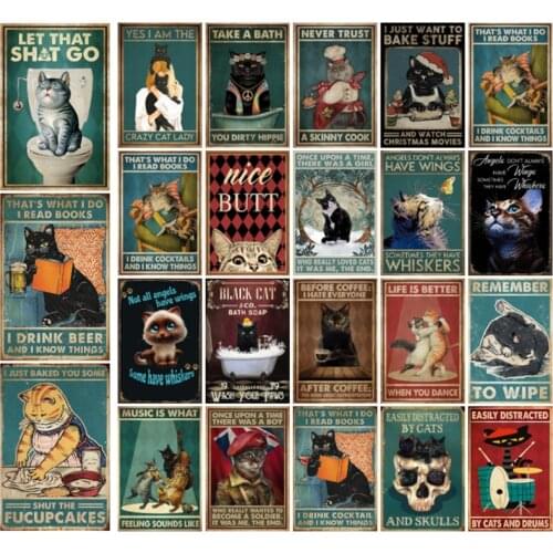 [ Kelly66 ] Pet Cats Remember To Wipe I Do What Want Vintage Irregular Wall Art Decor Retro Iron Painting Sign DL-100-1 20X30 CM